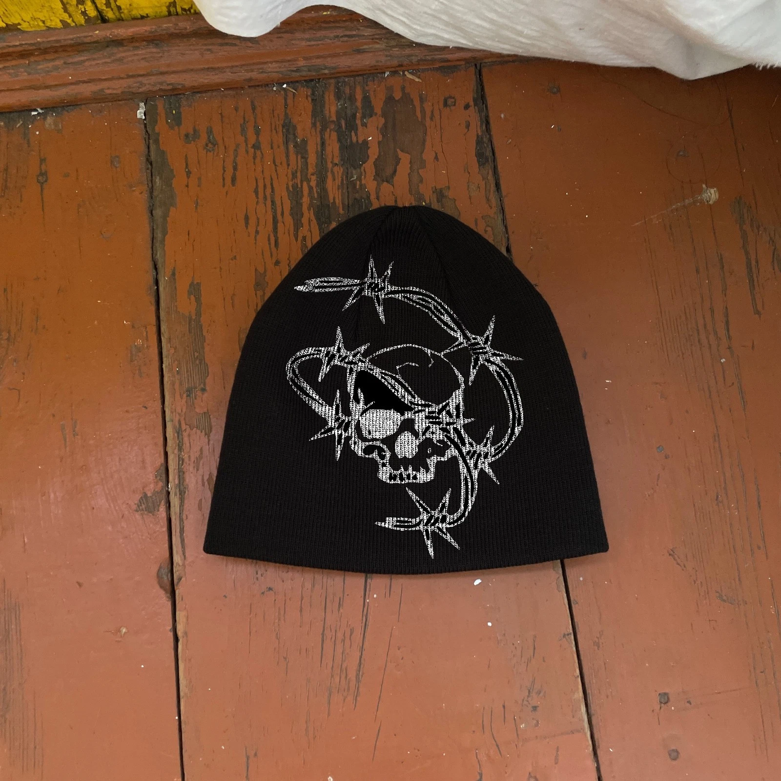 Barbed Wire Skull Beanie Hat Punk Gothic Y2K Grunge Skullcap
Opens in a new window or tab