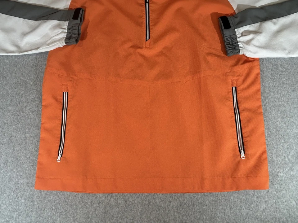 FootJoy Pullover Mens Large Orange White Golf Windbreaker 1/4 Zip Jacket FJ - Image 2 of 4