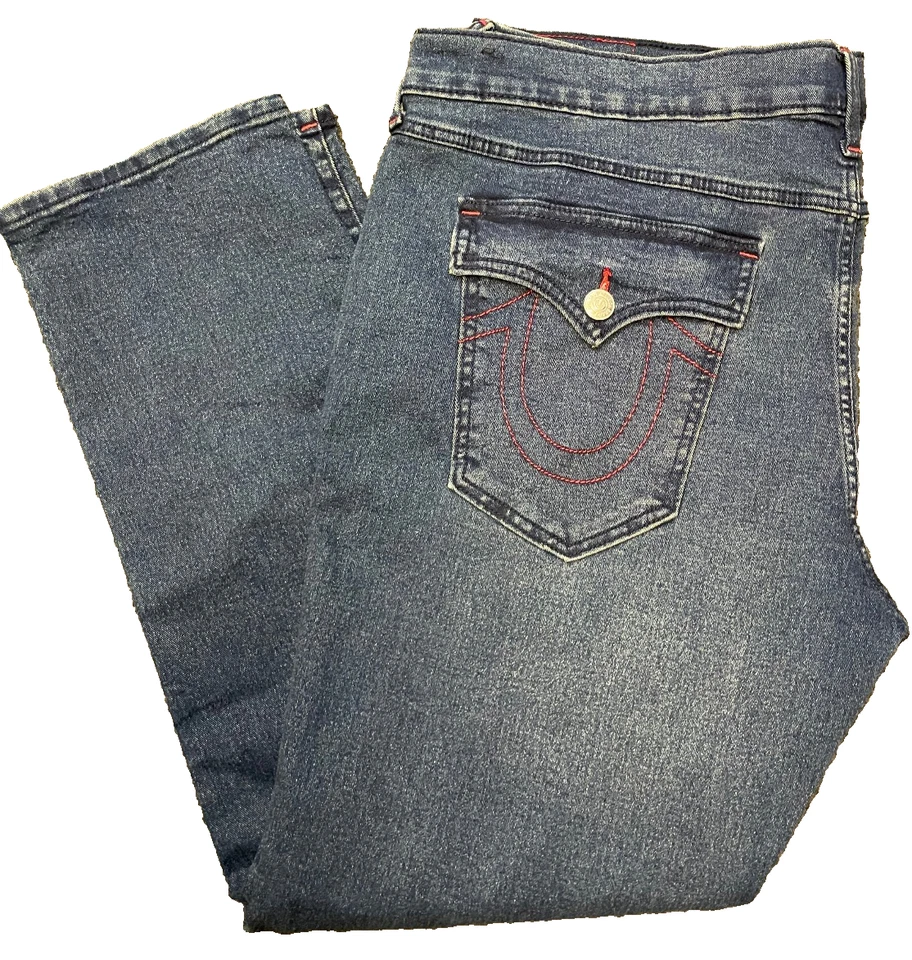 True Religion Geno Jeans Mens 42x32 Relaxed Fit Stretch Denim Designer Pants - Image 3 of 4