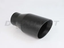 Black Powder Coated Exhaust Tip Double Wall - 2.25" Inlet - 3.50" Outlet - 7" Lo