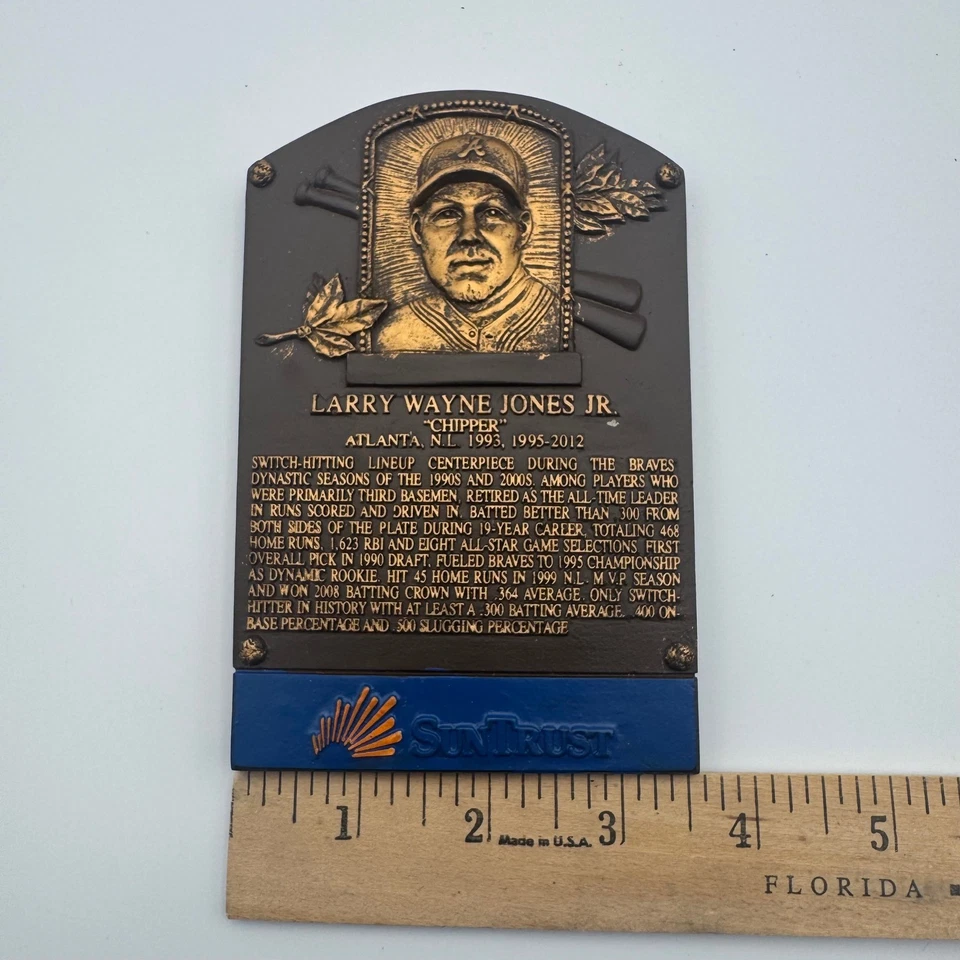 Chipper Jones Atlanta Braves SunTrust Baseball Hall of Fame Replica Plaque - Image 3 of 4