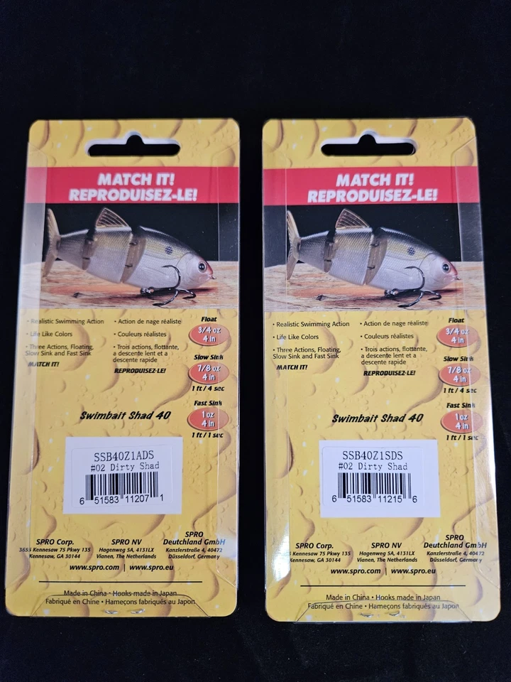 2 señuelos de pesca SPRO Shad 40 Swimbait, fregadero rápido y lento, #05 Dirty Shad SB40 Foto 4 de 4