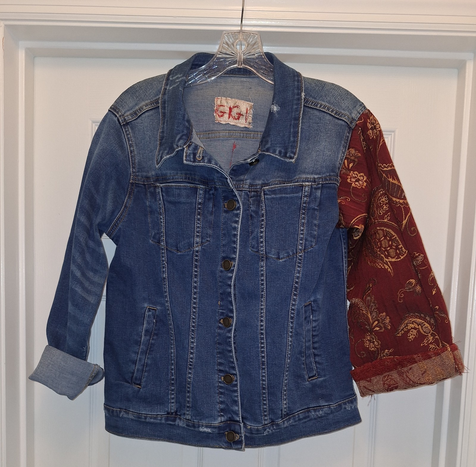 Boho GIGI Denim Jacket Customized Patchwork Tapes… - image 1