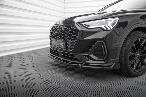 Front Ansatz V.2 FüR Audi Q3 Sportback F3 Frontspoiler Spoilerschwert Schwarz-image