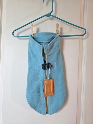 Gooby Zip Up Fleece Dog Sweater - Blue,YELLOW SIZE Large