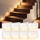 8 Pack Motion Sensor Stair Light for Indoor, Battery Operated Closet Lights, ...