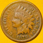 1870 U.S. INDIAN HEAD CENT COPPER PENNY 1c COIN (VG-Very Good), Low Mintage!