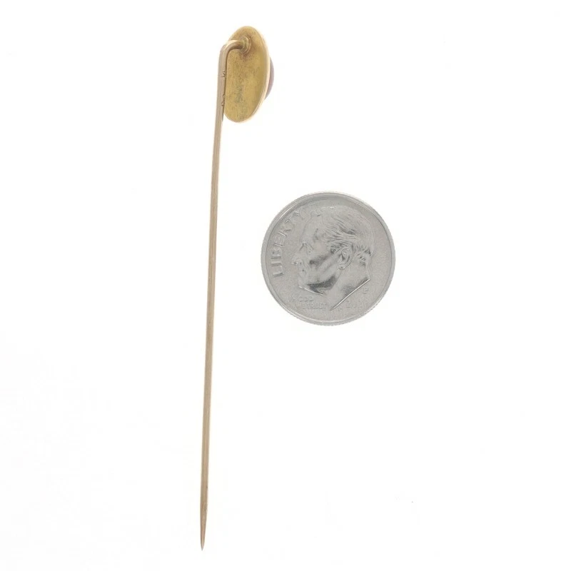 Старинная овальная греческая заколка-солитер из желтого золота с гранатом в эдвардианском стиле 14 карат - Изображение 3 из 4