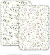 2 Pack Premium Fitted Baby 38X26 Mini Crib Sheets, Pack N Play Bassinet Sheets -