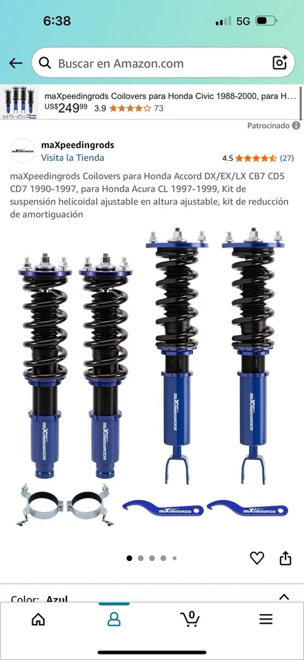 Coilovers para Honda Acord Dx/Ex/Lx/199970-1997 y Acura Cl 1997-1999 Foto 4 de 4