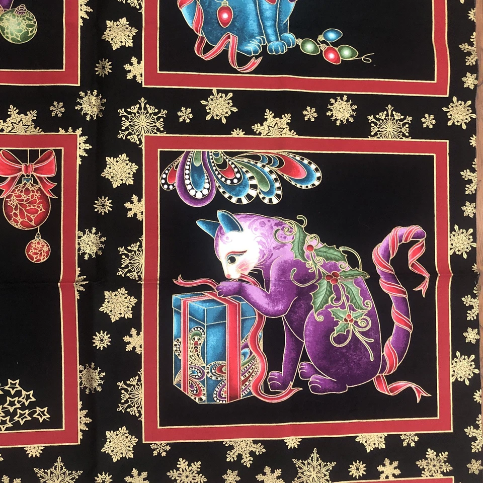 Cat-I-Tude Cotton Fabric Panel Ann Lauer for Benartex 24 x 42 Christmas ￼Kitties - Image 4 of 4