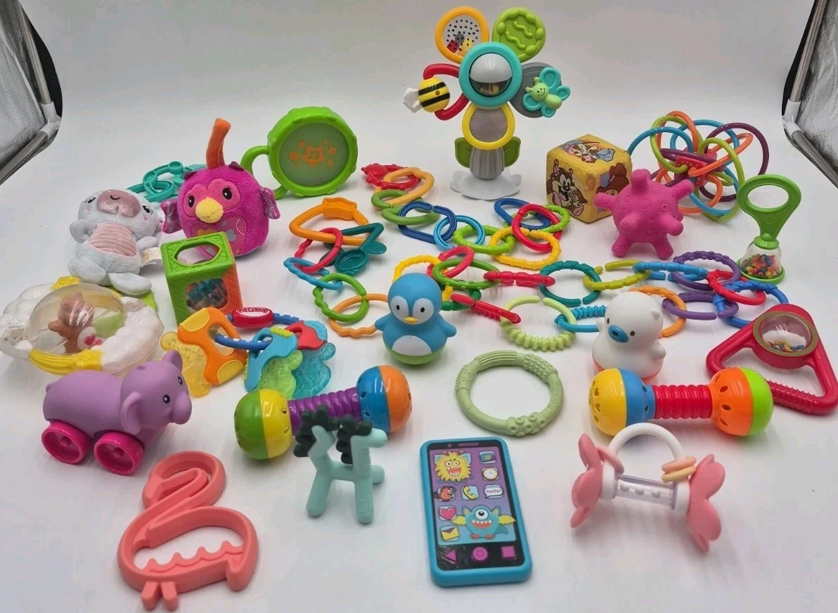 Lot over 20 Baby Teething Toys Rattles Sensory Infant Toys Mixed Brands
Opens in a new window or tab