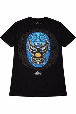 Men s Aztec Lucha Mask Graphic Stretch T-Shirt Black Blue Size L New