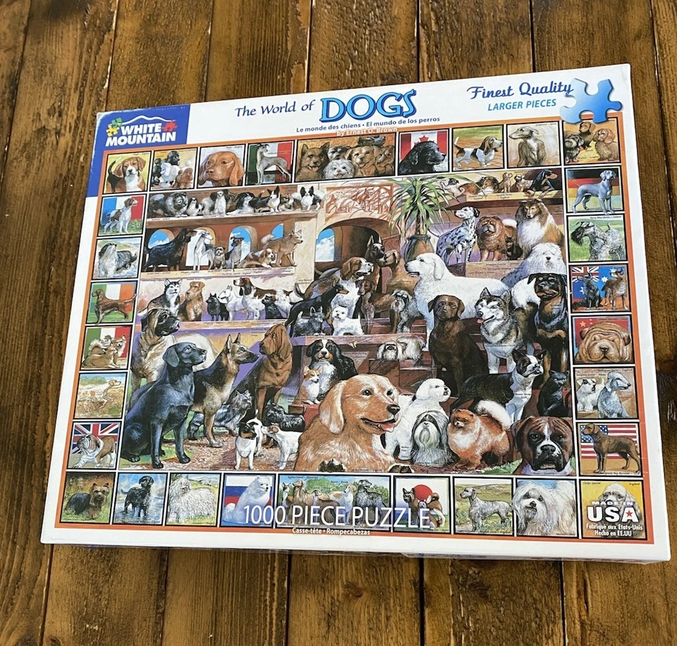 Rompecabezas White Mountain Lote de 3 1000 piezas La Última Cena/Mundo de los Perros/Azafata Foto 4 de 4