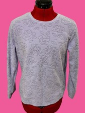 Oscar De La Renta Women  s Small Purple Floral Sweater