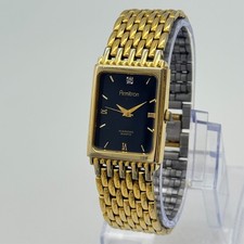 Reloj pulsera ARMITRON para hombre con detalles de diamantes en tono dorado, esfera negra, 23 mm 20/2670