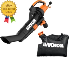 WG509 12 Amp Trivac 3 in 1 Electric Leaf Blower & Leaf Mulcher for Lawn Care