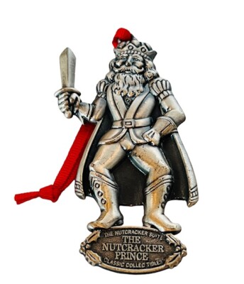 Christmas Nutcracker Suite Ornament vtg Home Holidays Pewter Figurine Prince A1