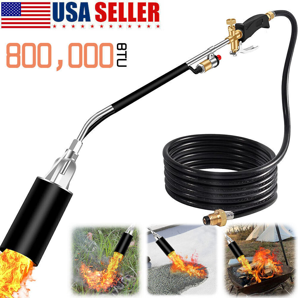 Portable Propane Torch Weed Burner Ice Snow Melter Outdoor Flame Thrower w/ Hose