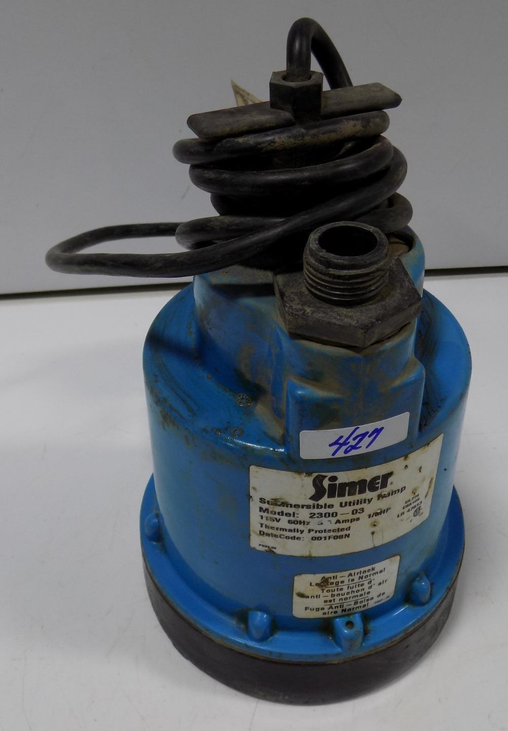 SIMER SUBMERSIBLE UTILITY PUMP 230003 *PZB* eBay