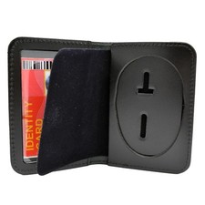 Oval Police Badge Holder Leather ID Case Perfect Fit Wallet Recessed Cutout