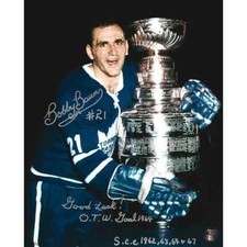 Bobby Baun Autographed Toronto Maple Leafs 8X10 Photo w/Inscriptions