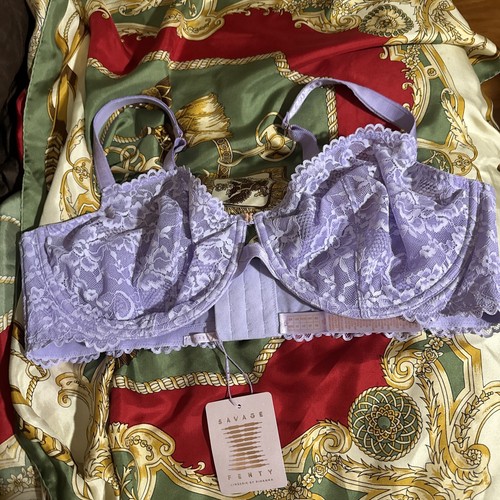 savage x fenty Unlined T Shirt Bra Lilac Floral Cups 42DDD NWT