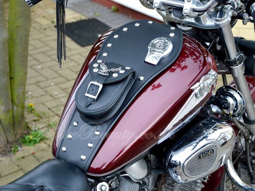 (S) YAMAHA VIRAGO XV 700 XV 750 LEATHER TANK Belt Cover Panel Strap Chap Bra Bib - 第 9/11 張圖片