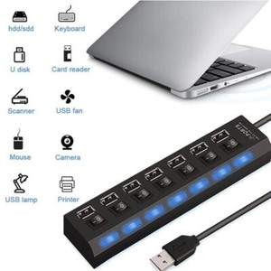 USB 3.0 Hub 7 Interrupteur de port en marche/arrêt Splitter haute vitesse AC Câble d'adaptateur PC portable