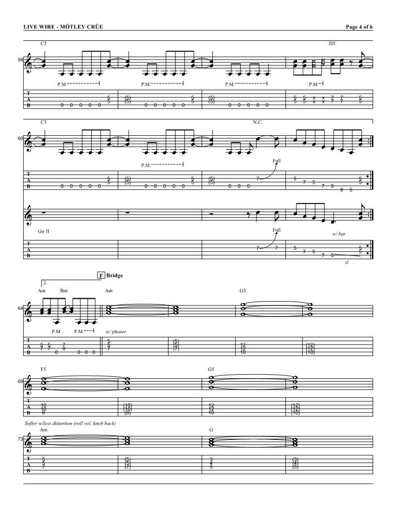 Mötley Crüe Tabs - Live Wire 