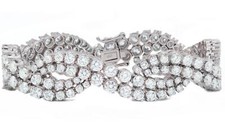 EXTRA LARGE 18.06CT DIAMOND 18KT WHITE GOLD ROUND 2 ROW INFINITY TENNIS BRACELET