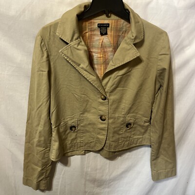 Vintage FANG Brown Button Up Fitted Jacket Women s Size XL Light Tan