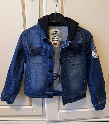 IKKS Kids Trendy Punk/Rock Denim Jacket Detachable Hood, Age 4,  Streetwear UK