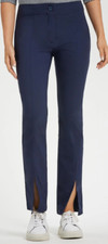 Anatomie Dominica Navy Slit Ankle Pant Large High Rise Stretch NEW 348