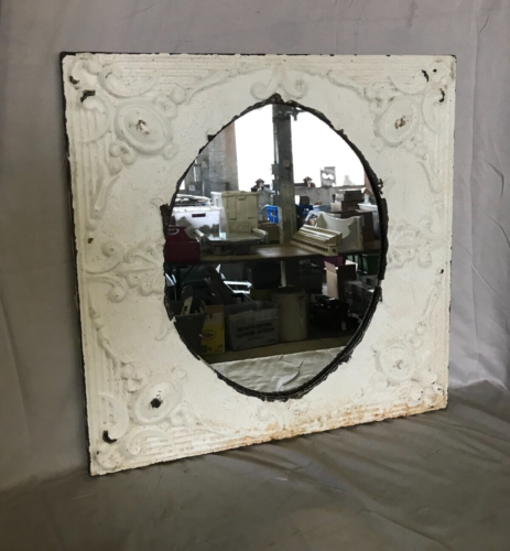 Decorative Salvaged Tin Ceiling 23" SQ. Shabby White Metal Mirror Chic 1794-23B - Picture 1 of 9