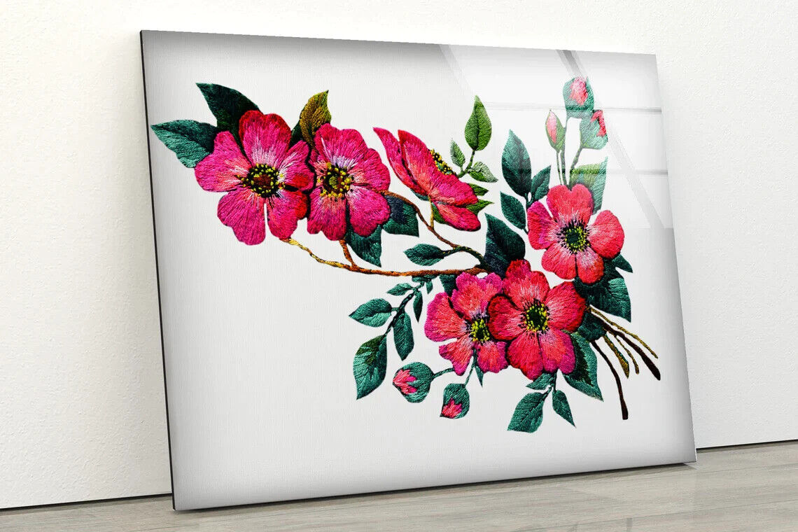 Pink Floral Art Design Tempered Glass Printing Wall Art Australian Made Quality