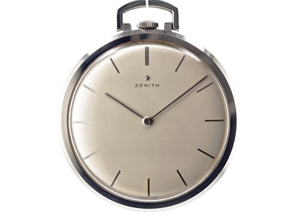 ZENITH Pocket Watch Two Hands 1970's Silver Overhauled
