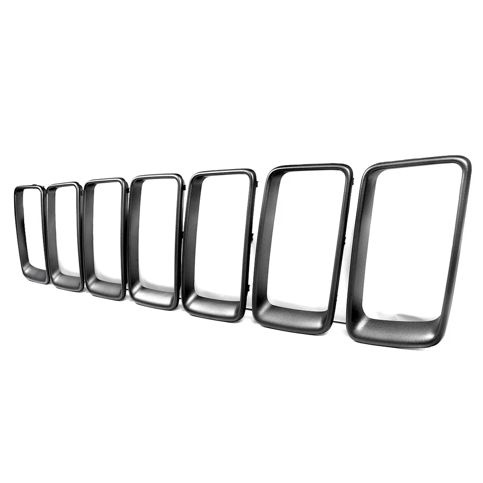 7X Front Grille Mesh Ring Insert Cover For Jeep Grand Cherokee 2014-16 Matte Blk Foto 2 de 4