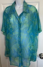 Notations Size XL Sheer Button Front Top