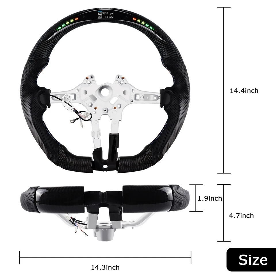 Volante LED de fibra de carbono LOSCHEN para BMW M Sports M2 M3 M4 F80 2014-2020 Foto 2 de 4