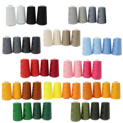 4 Konen Overlockgarn: je 2x pro Farbe - Polyester 40/2 Allesnäher, Kettelgarn