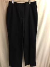 Classiques Entier Size 2 Ladies Cotton No Pocket Zip Front Black Pants A198ss