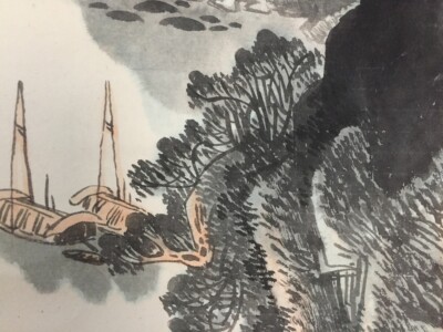 J1833 Japanese Vintage Hanging Scroll KAKEJIKU Hand Paint