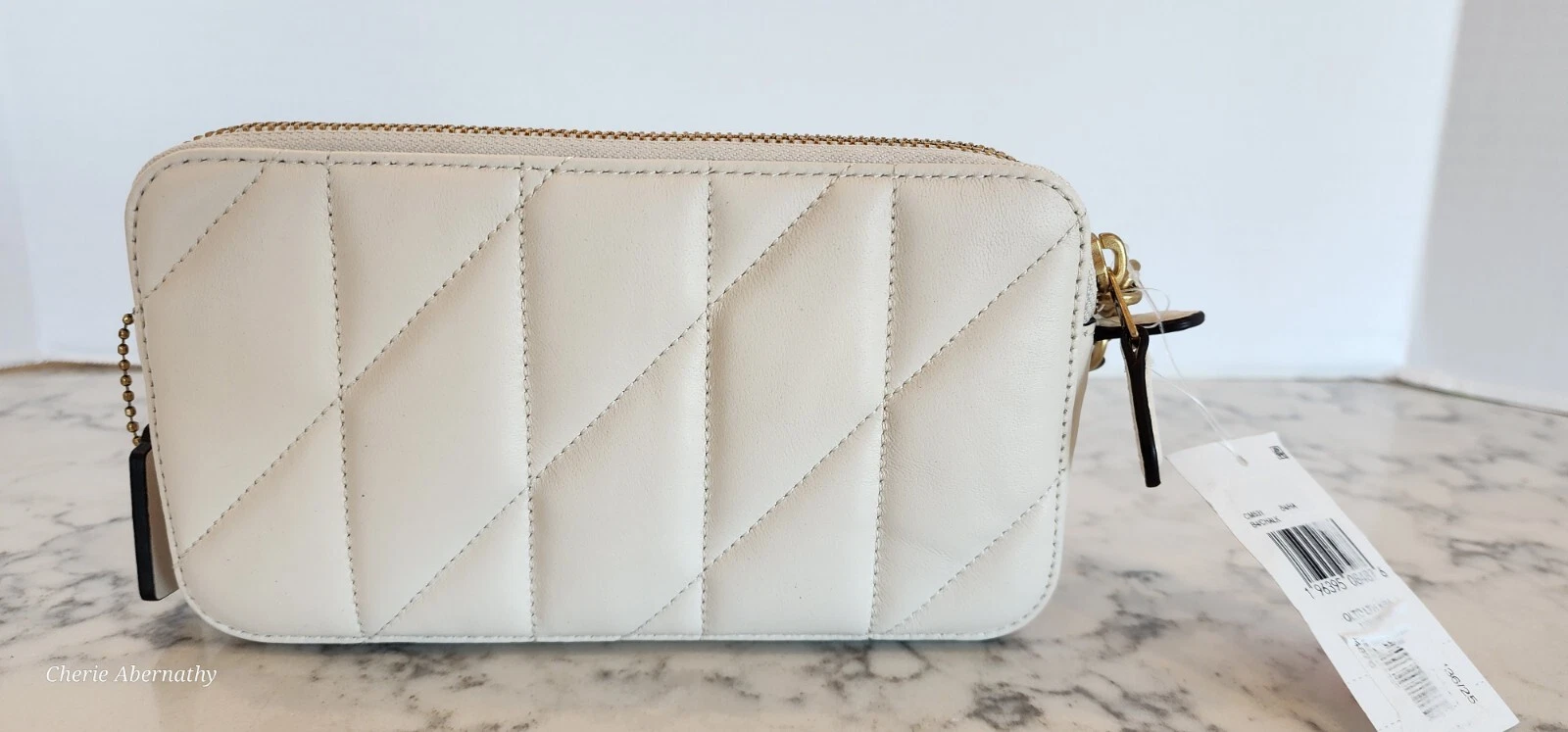 Borsa a tracolla Coach cm531 Kira nuova con cuscino trapuntato $295 GESSO