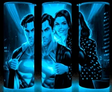 Glow in the Dark Superman with Lois Lane Superhero Cup Mug  Tumbler 20oz