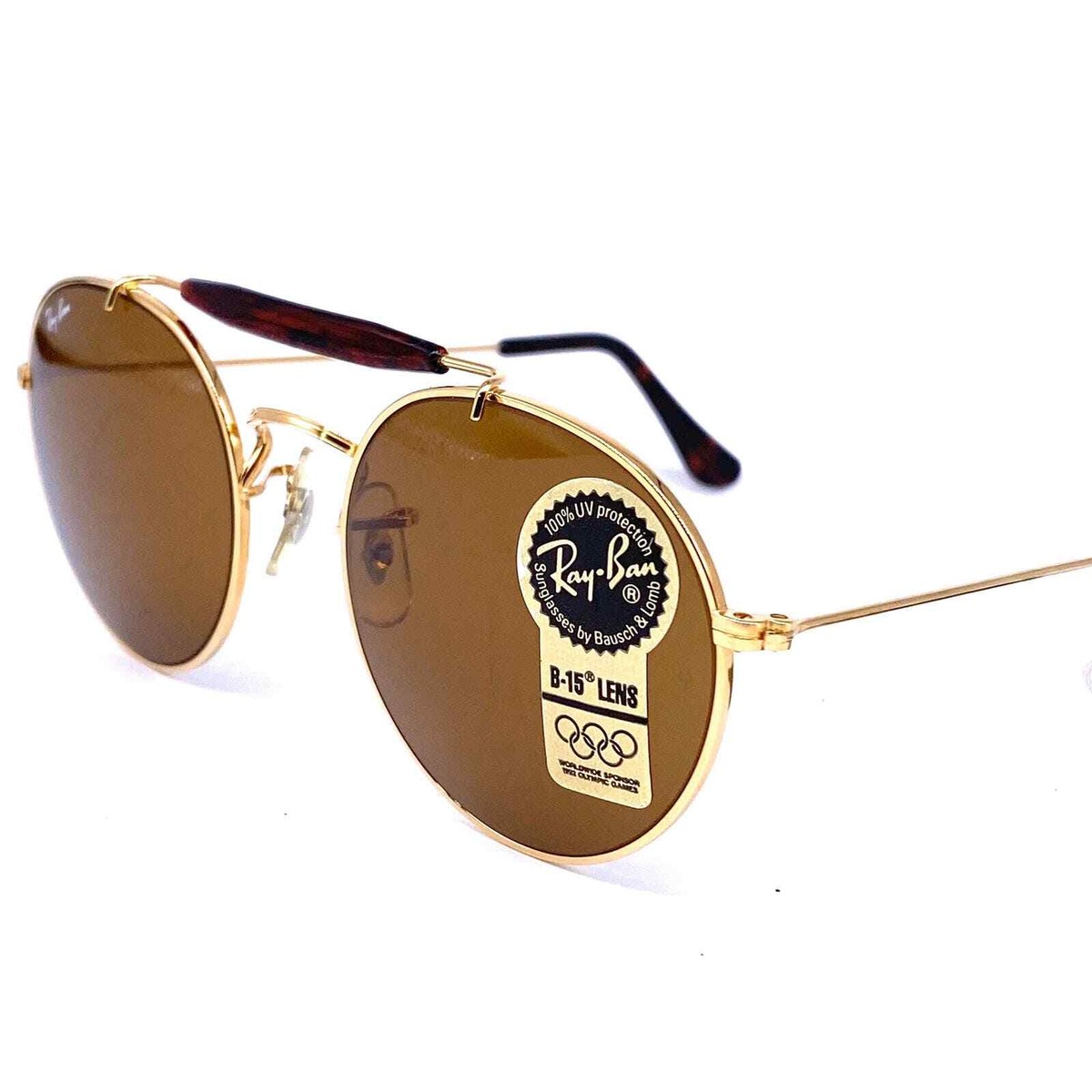 Rayban B e L round aviator outdormans occhiali da sole placcati oro NOS 90s
