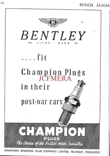 CHAMPION Spark Plugs 'Chosen by Bentley' ADVERT Small 1940s Print Ad 162/147