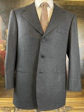 Bespoke 40R USA MADE Gray Houndstooth Wool Flannel Full Canvas 3Btn Blazer