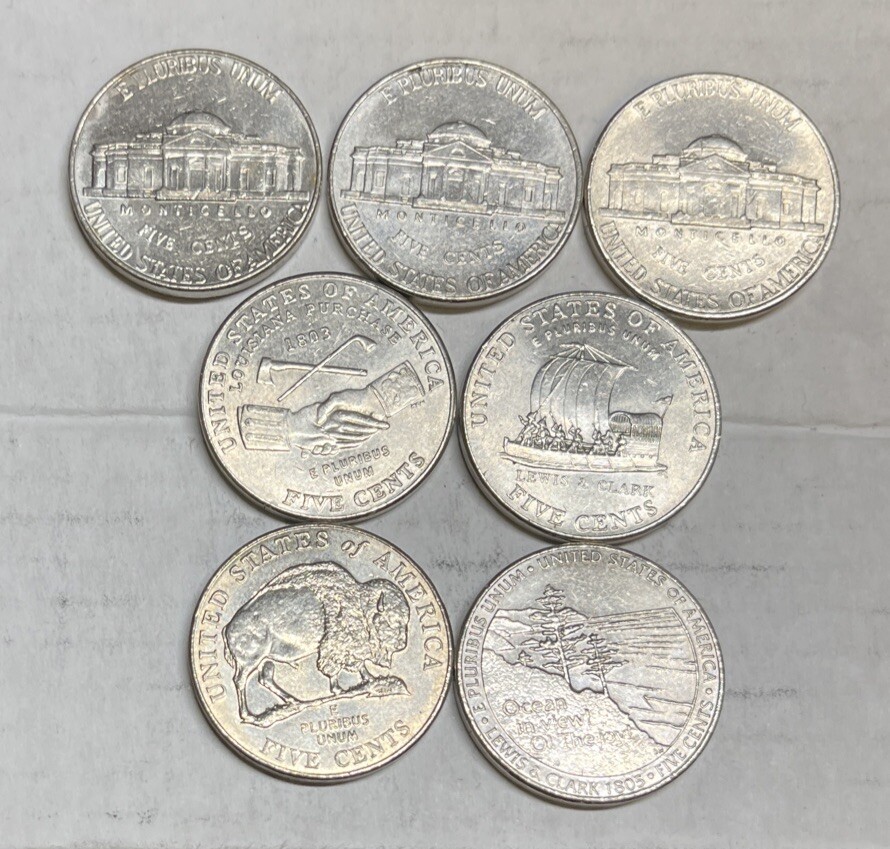 2001 , 2002 , 2003 , 2004 ( 2 ) , 2005 ( 2 ) - D Jefferson Nickels