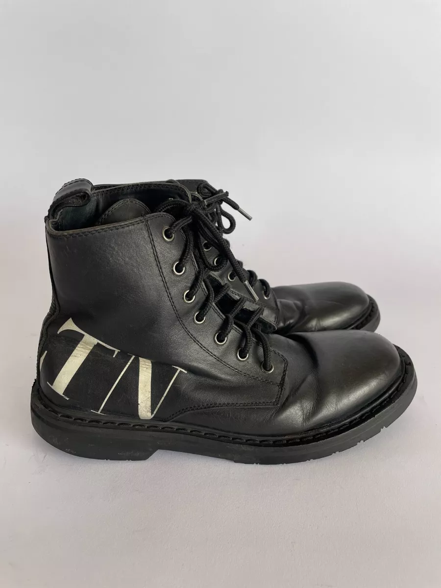 VALENTINO GARAVANI Calfskin VLTN Combat Boots SIZE 40 EU